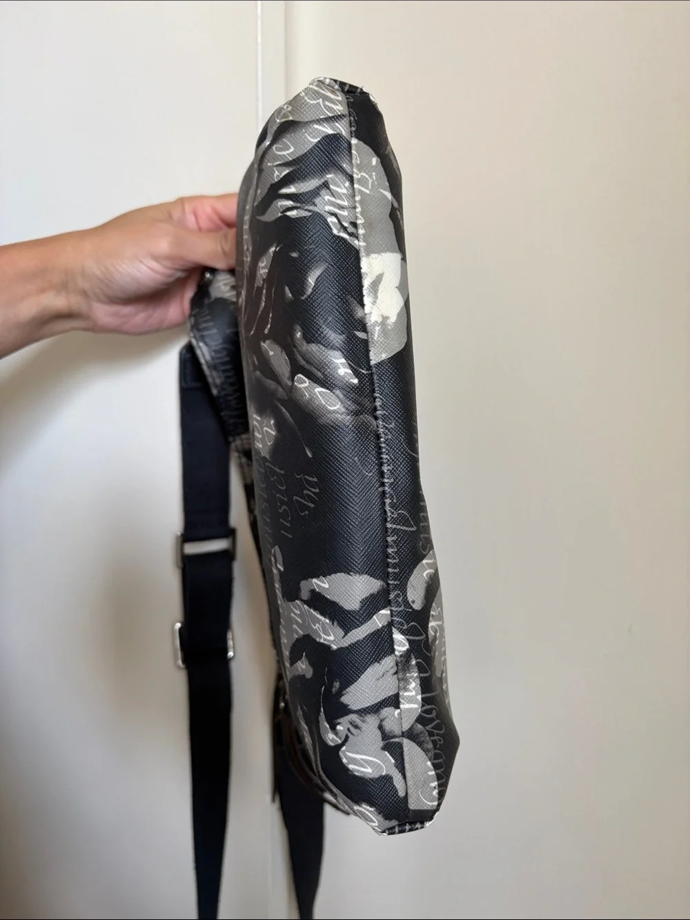 LAMB Gwen Stefani Black Rose Print Crossbody Bag - adjustable strap